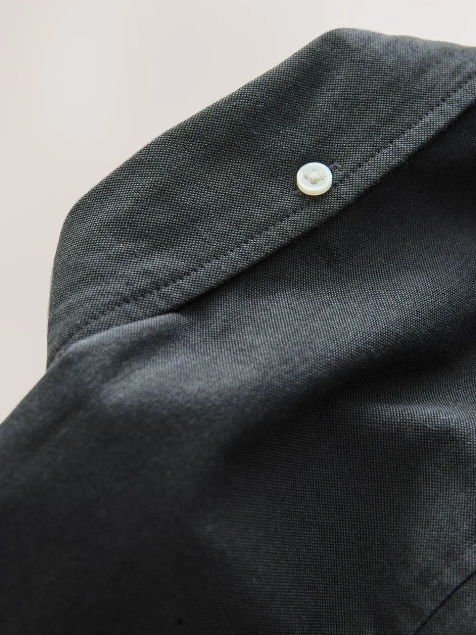 Formele Overhemden|Shirts*Next Antraciet - Slim Fit - Oxford-hemd met lange mouwen