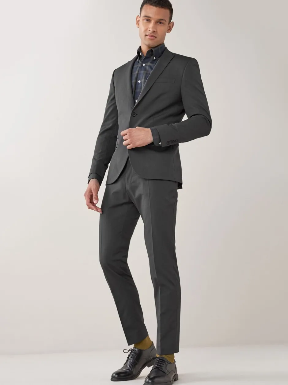 Blazers En Business-Jasjes|Pakken*Next - Strakke Pasvorm - Kostuum met twee knopen: colbert Antraciet