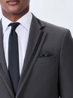 Smokings En Feestkleding*Next Antraciet - Strakke Pasvorm - Inset Lapel Detail Tuxedo Suit Jacket