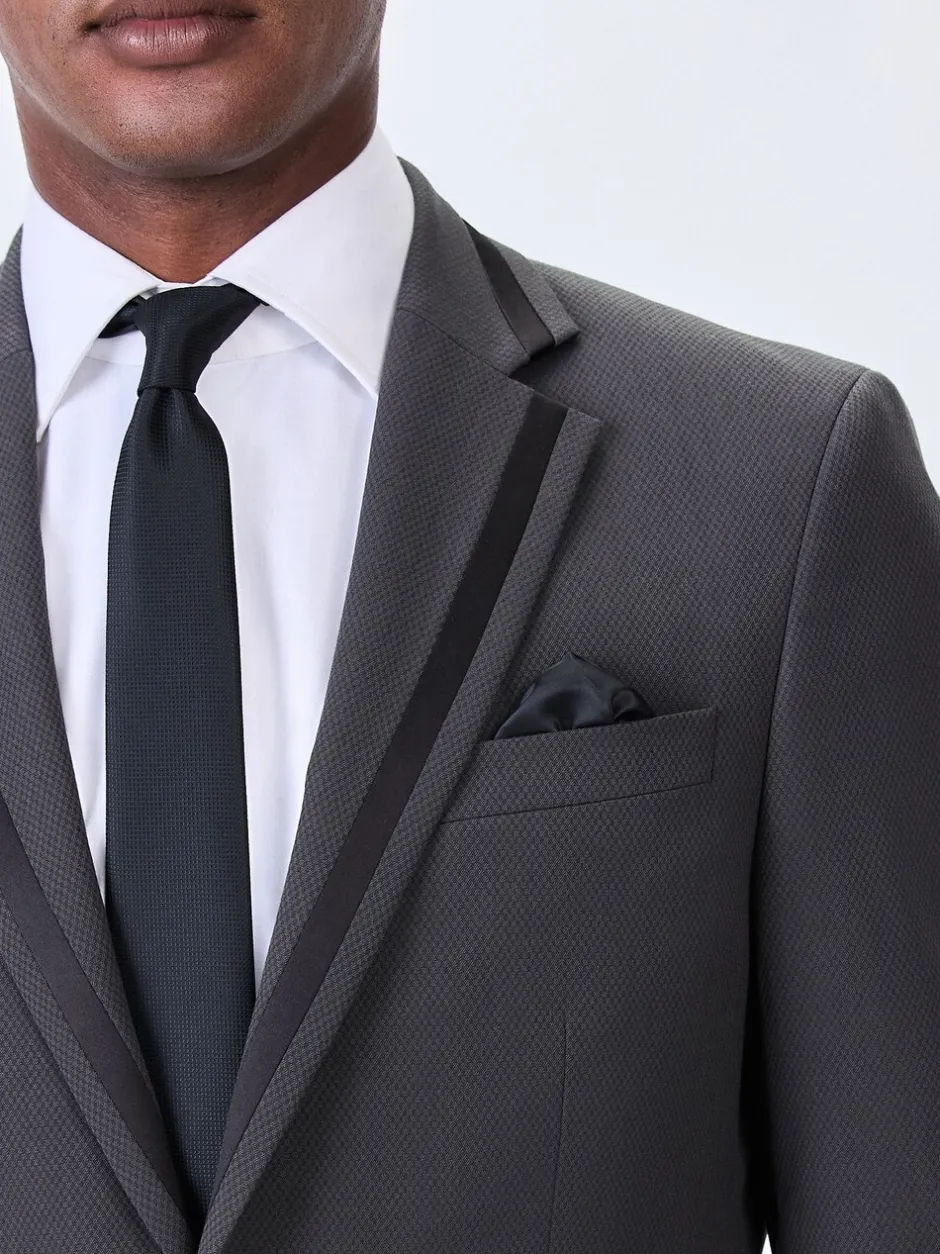 Smokings En Feestkleding*Next Antraciet - Strakke Pasvorm - Inset Lapel Detail Tuxedo Suit Jacket
