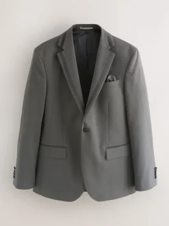 Smokings En Feestkleding*Next Antraciet - Strakke Pasvorm - Inset Lapel Detail Tuxedo Suit Jacket