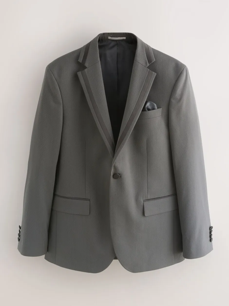Smokings En Feestkleding*Next Antraciet - Strakke Pasvorm - Inset Lapel Detail Tuxedo Suit Jacket