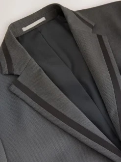 Smokings En Feestkleding*Next Antraciet - Strakke Pasvorm - Inset Lapel Detail Tuxedo Suit Jacket
