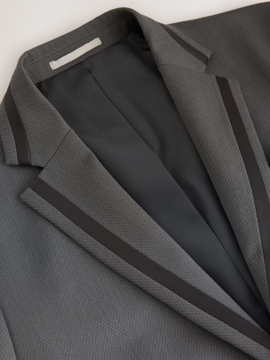 Smokings En Feestkleding*Next Antraciet - Strakke Pasvorm - Inset Lapel Detail Tuxedo Suit Jacket