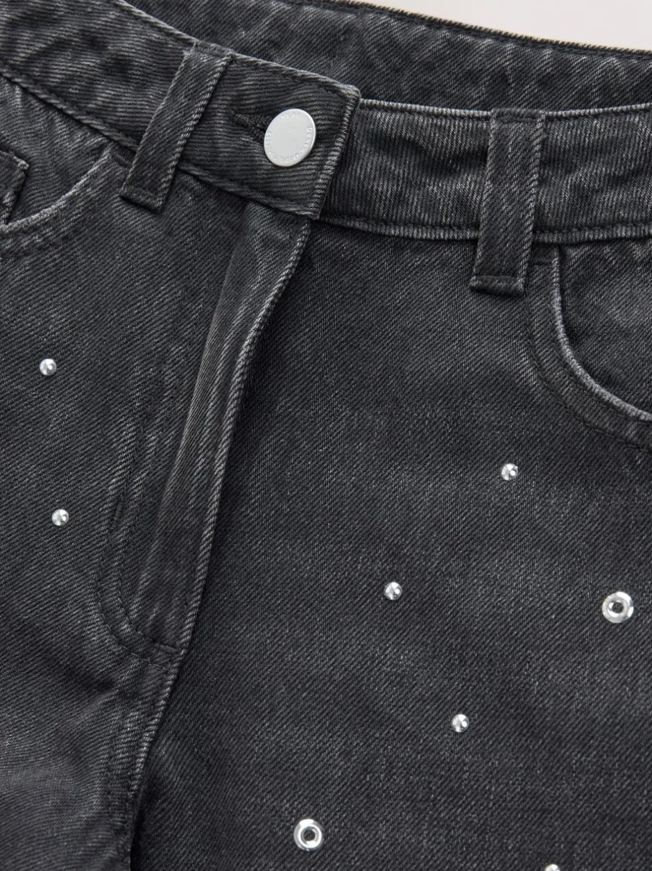 Jeans|Next Antraciet - Stud Embellished Wide Leg Jeans (3-16yrs)