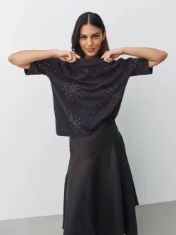Tops En T-Shirts*Next Antraciet - Studded Embellished Crew Neck T-Shirt
