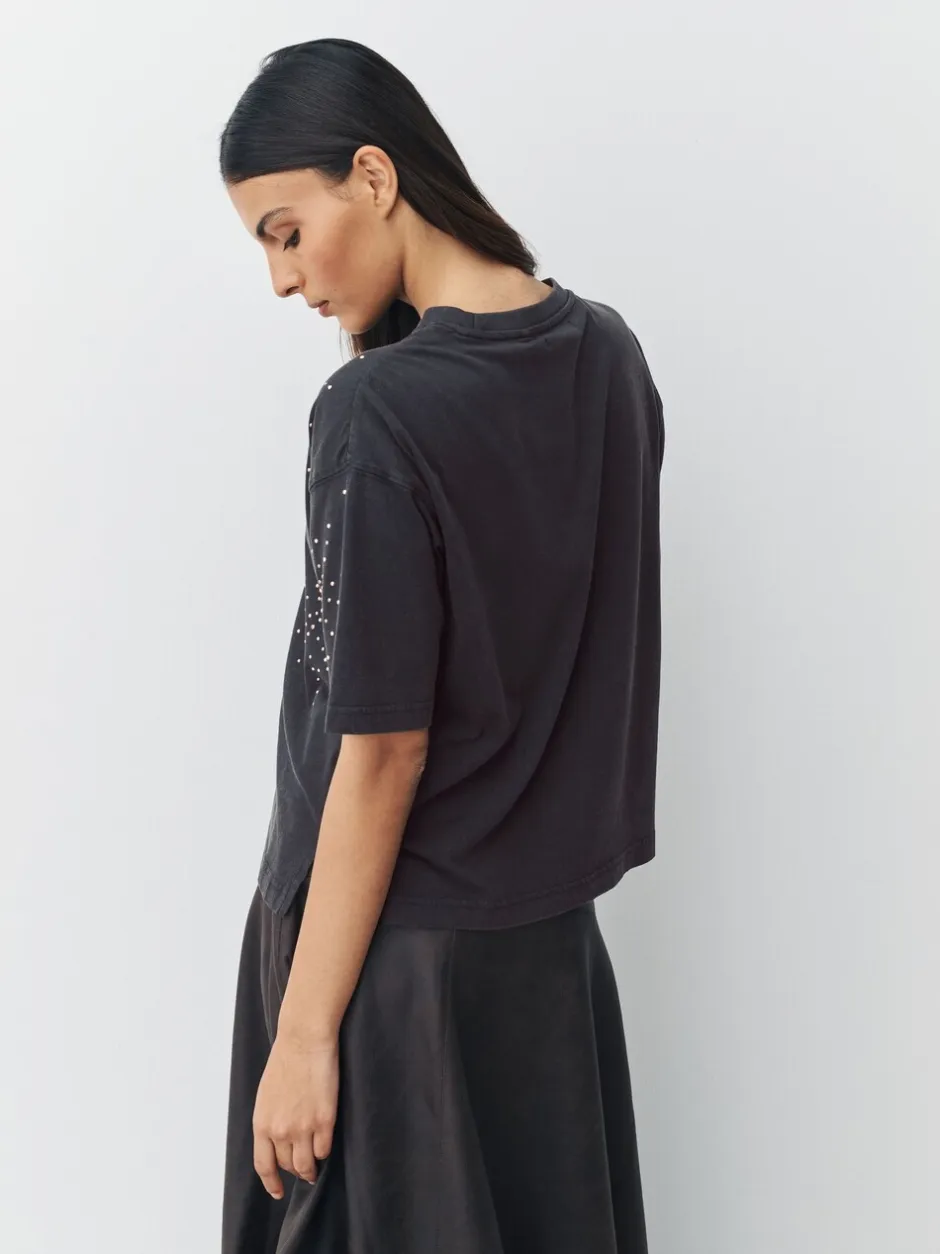 Tops En T-Shirts*Next Antraciet - Studded Embellished Crew Neck T-Shirt