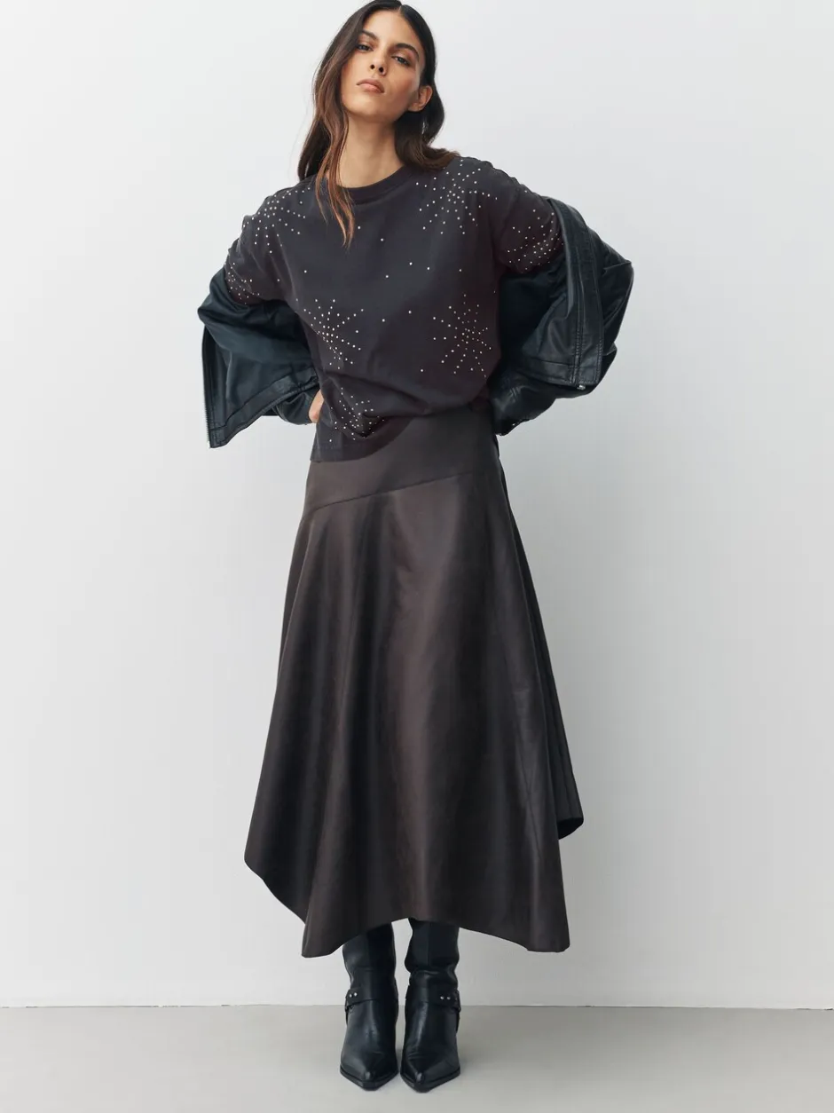 Tops En T-Shirts*Next Antraciet - Studded Embellished Crew Neck T-Shirt