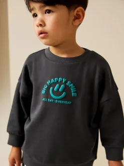 Truien En Breisels|Sweaters En Hoody´S|Next Antraciet - Sweatshirt met ronde hals en all-over print (3 mnd - 7 jr)