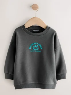 Truien En Breisels|Sweaters En Hoody´S|Next Antraciet - Sweatshirt met ronde hals en all-over print (3 mnd - 7 jr)