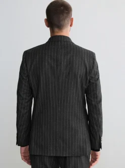 Pakken*Next Antraciet - Tailored Fit Signature Empire Mills 100% British Wool Stripe Suit Jacket