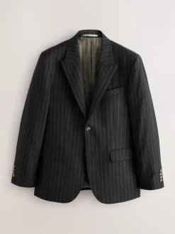 Pakken*Next Antraciet - Tailored Fit Signature Empire Mills 100% British Wool Stripe Suit Jacket