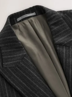 Pakken*Next Antraciet - Tailored Fit Signature Empire Mills 100% British Wool Stripe Suit Jacket