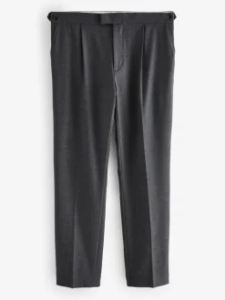 Formele Broek|Next - Wollen Rijke Slim Textuur Broek Met Zijverstellers Antraciet