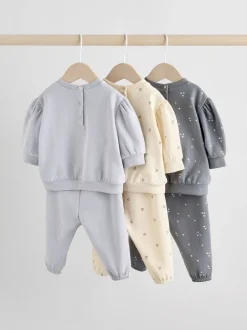 Sets En Combisets|Truien En Breisels*Next Antracietgrijs & Crème - Baby sweatshirt en joggingbroek 6 -delige set (0mnd -2jr) Antracietgrijs & Crème