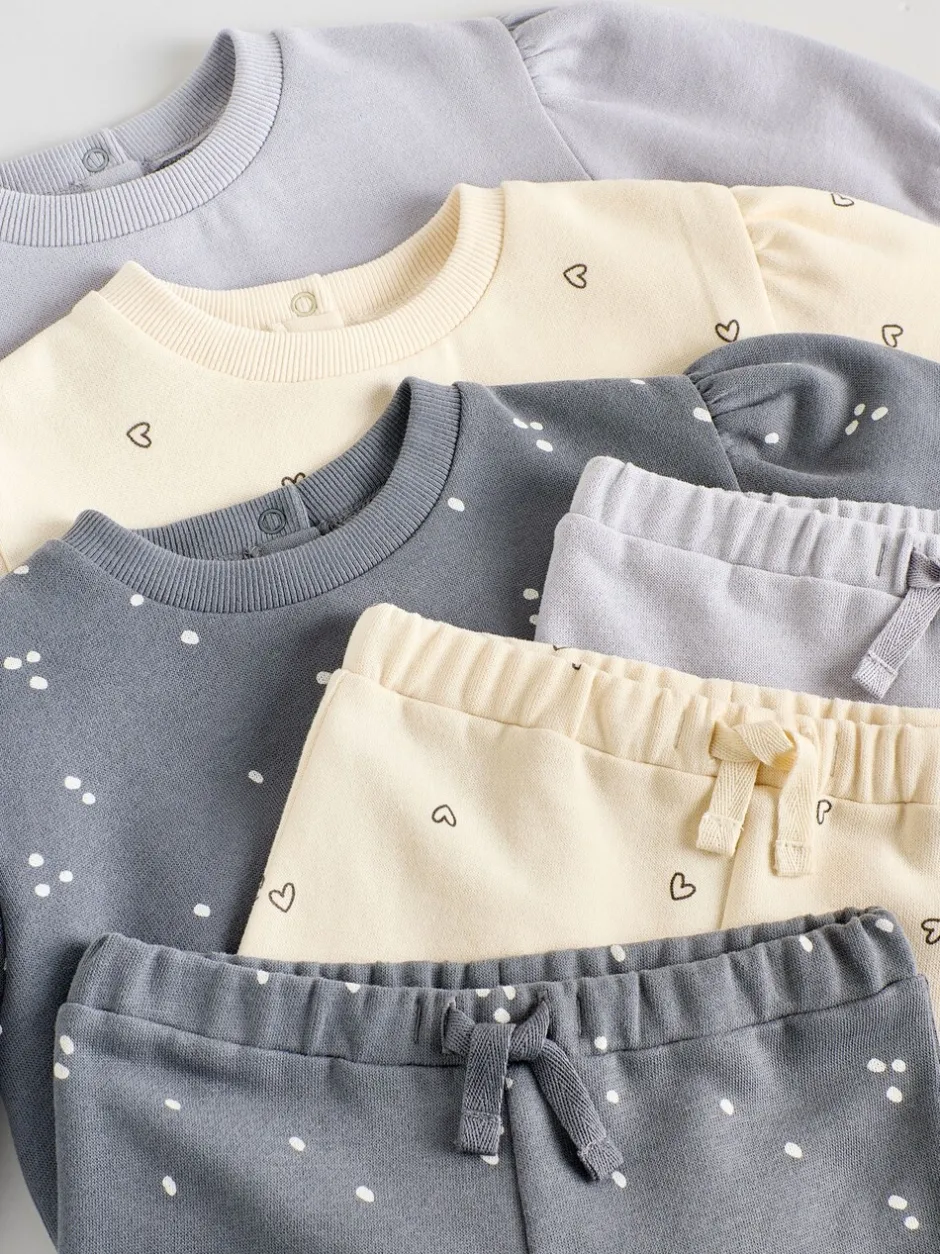 Sets En Combisets|Truien En Breisels*Next Antracietgrijs & Crème - Baby sweatshirt en joggingbroek 6 -delige set (0mnd -2jr) Antracietgrijs & Crème