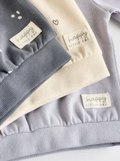 Sets En Combisets|Truien En Breisels*Next Antracietgrijs & Crème - Baby sweatshirt en joggingbroek 6 -delige set (0mnd -2jr) Antracietgrijs & Crème