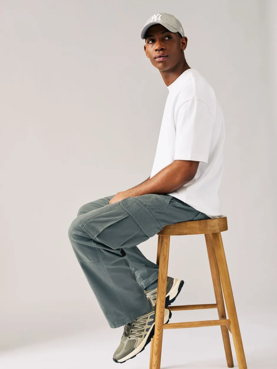 Broeken En Chino's*Next - Relaxed fit - Katoenen cargostretchbroek Antracietgrijs