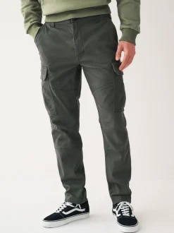 Broeken En Chino's*Next Antracietgrijs - Slim Fit - Katoenen cargostretchbroek