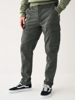 Broeken En Chino's*Next Antracietgrijs - Slim Fit - Katoenen cargostretchbroek