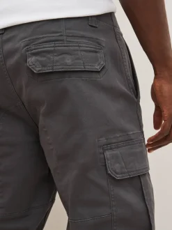 Broeken En Chino's|Next Antracietgrijs - Straight fit - Katoenen cargostretchbroek