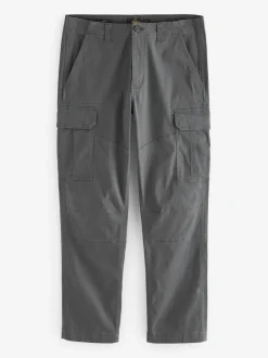 Broeken En Chino's|Next Antracietgrijs - Straight fit - Katoenen cargostretchbroek