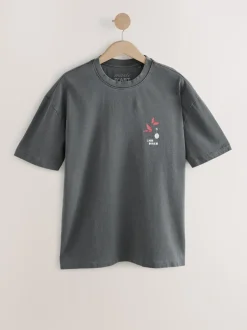 T-Shirts En Hemden|Next - Relaxed fit - T-shirt met kunstenaars/artiestlicentie Antracietgrijs Hiroshige