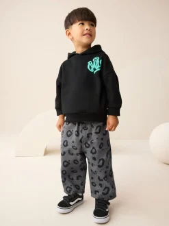 Broeken En Chino's|Next Antracietgrijs luipaardprint - Wijde broek met elastische taille (3mnd-7jr)