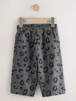 Broeken En Chino's|Next Antracietgrijs luipaardprint - Wijde broek met elastische taille (3mnd-7jr)