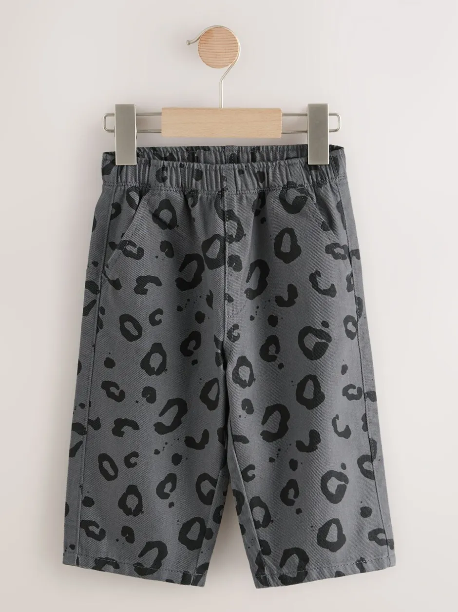 Broeken En Chino's|Next Antracietgrijs luipaardprint - Wijde broek met elastische taille (3mnd-7jr)