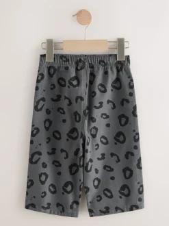 Broeken En Chino's|Next Antracietgrijs luipaardprint - Wijde broek met elastische taille (3mnd-7jr)