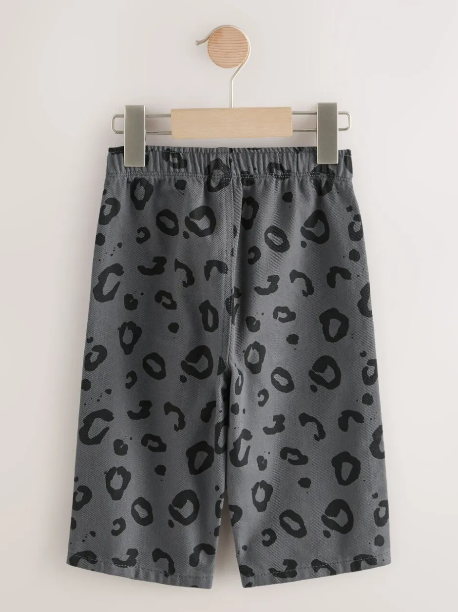 Broeken En Chino's|Next Antracietgrijs luipaardprint - Wijde broek met elastische taille (3mnd-7jr)
