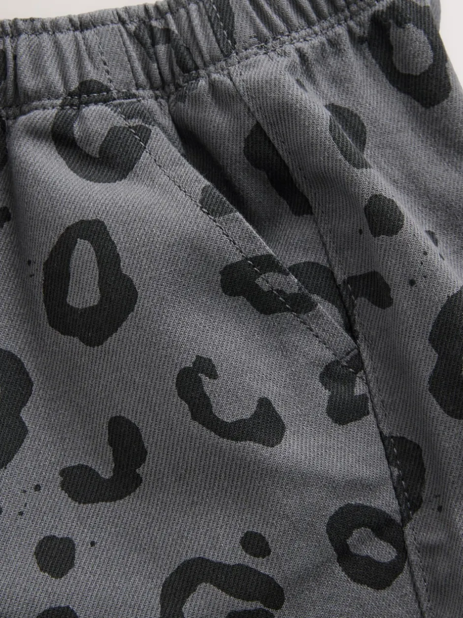 Broeken En Chino's|Next Antracietgrijs luipaardprint - Wijde broek met elastische taille (3mnd-7jr)