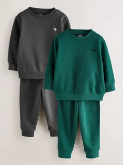 Sets En Combisets|Multipacks|Next - Set van 2 sweatshirts en joggingbroeken (3mnd -7jr) Antracietgrijs/groen