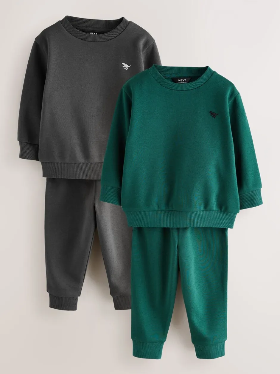 Sets En Combisets|Multipacks|Next - Set van 2 sweatshirts en joggingbroeken (3mnd -7jr) Antracietgrijs/groen