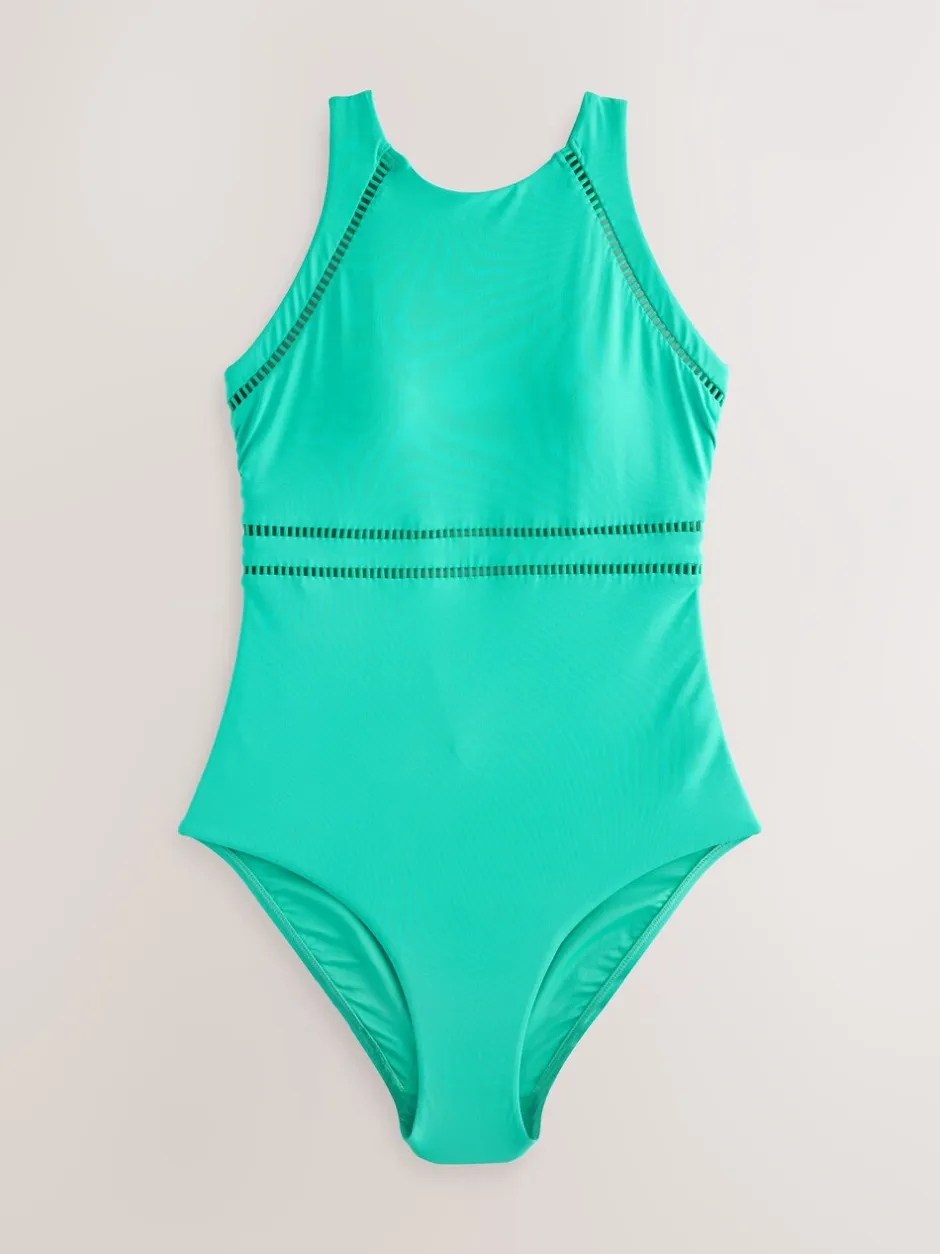 Badkleding|Next - Hoogsluitend ondersteunend badpak met buikcorrigerend effect Aquagroen