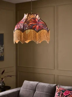 Lampenkappen|Verlichting|Next Arabella Fringed Easy Fit Pendant Light Shade Donker met bloemenprint