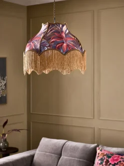 Lampenkappen|Verlichting|Next Arabella Fringed Easy Fit Pendant Light Shade Donker met bloemenprint