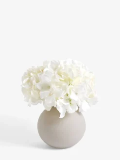 Kunstbloemen|Next Arrangement met kunsthortensia in grote grijze glazen vaas