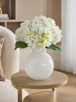 Kunstbloemen*Next Artificial Hydrangea Arrangement in Swirl Glass Vase