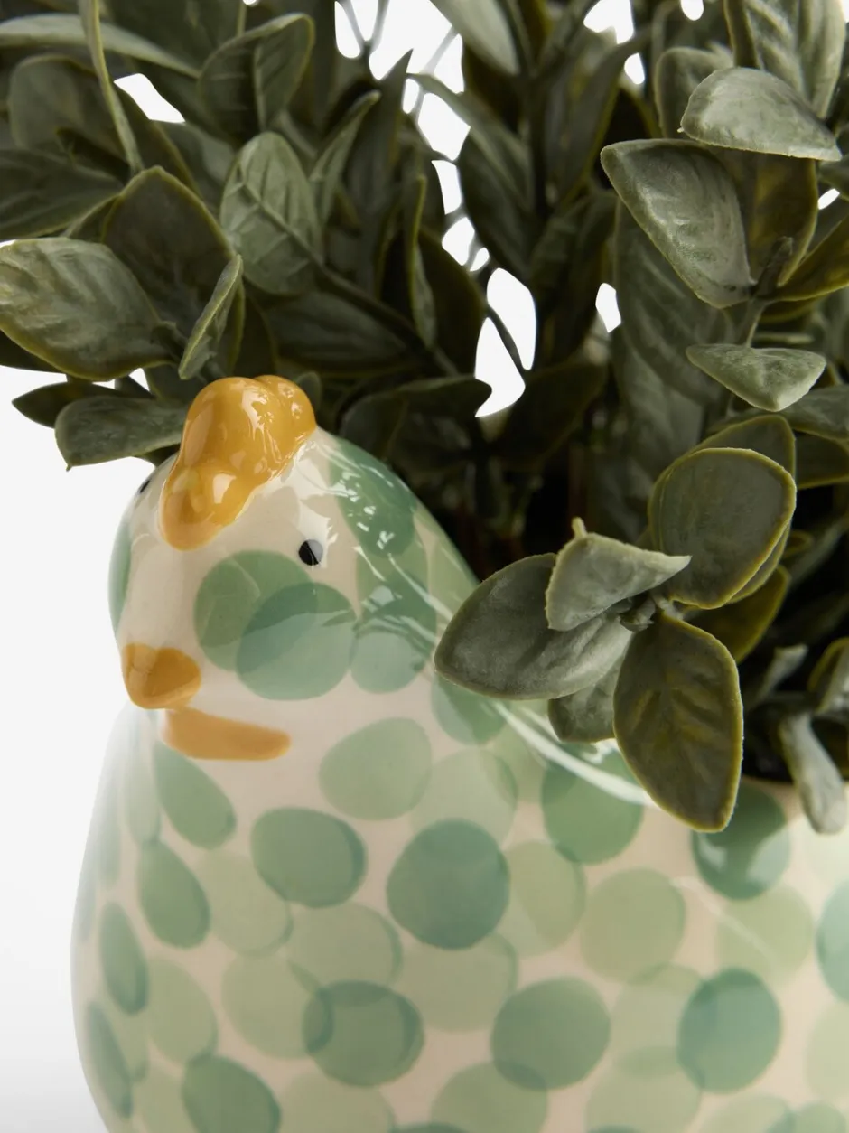 Kunstbloemen*Next Artificial Plant In Spotted Ceramic Chicken Planter