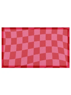 Deurmatten|Artsy Mats Fuchsia Wavy Checkerboard Indoor Outdoor Doormat