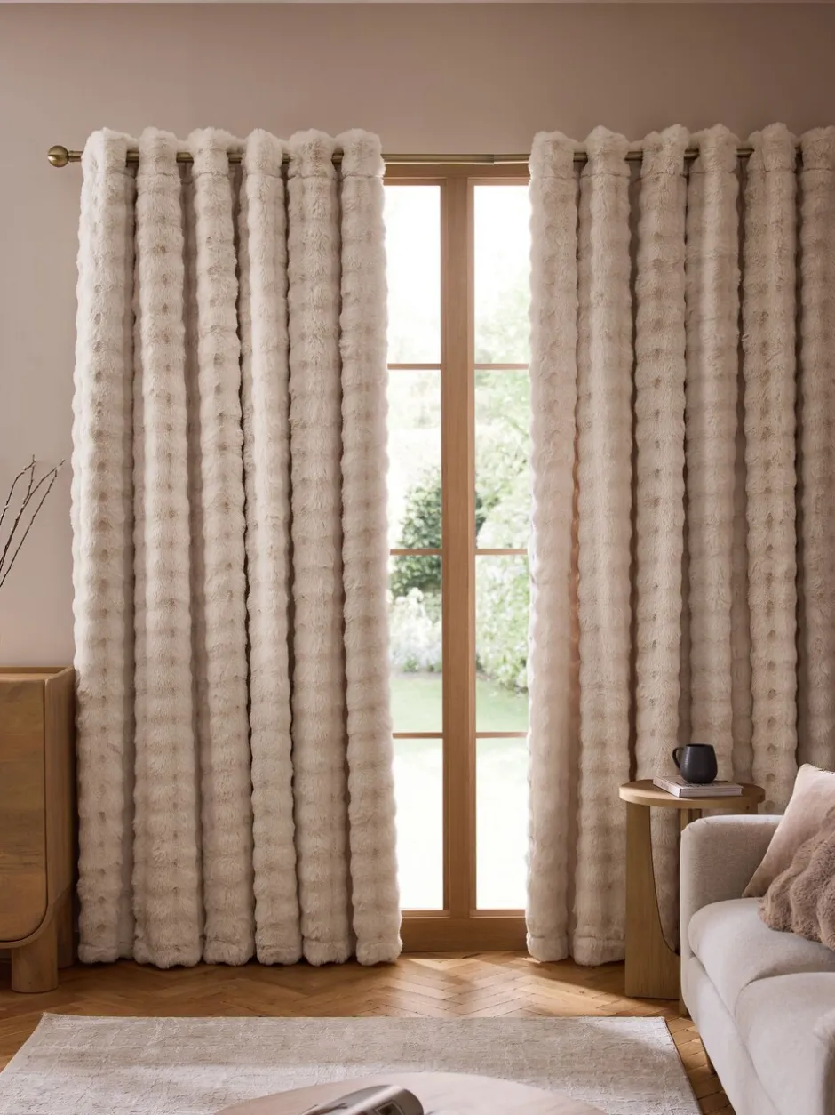 Gordijnen|Gordijnen|Next Aspen Faux Fur Eyelet Lined Curtains