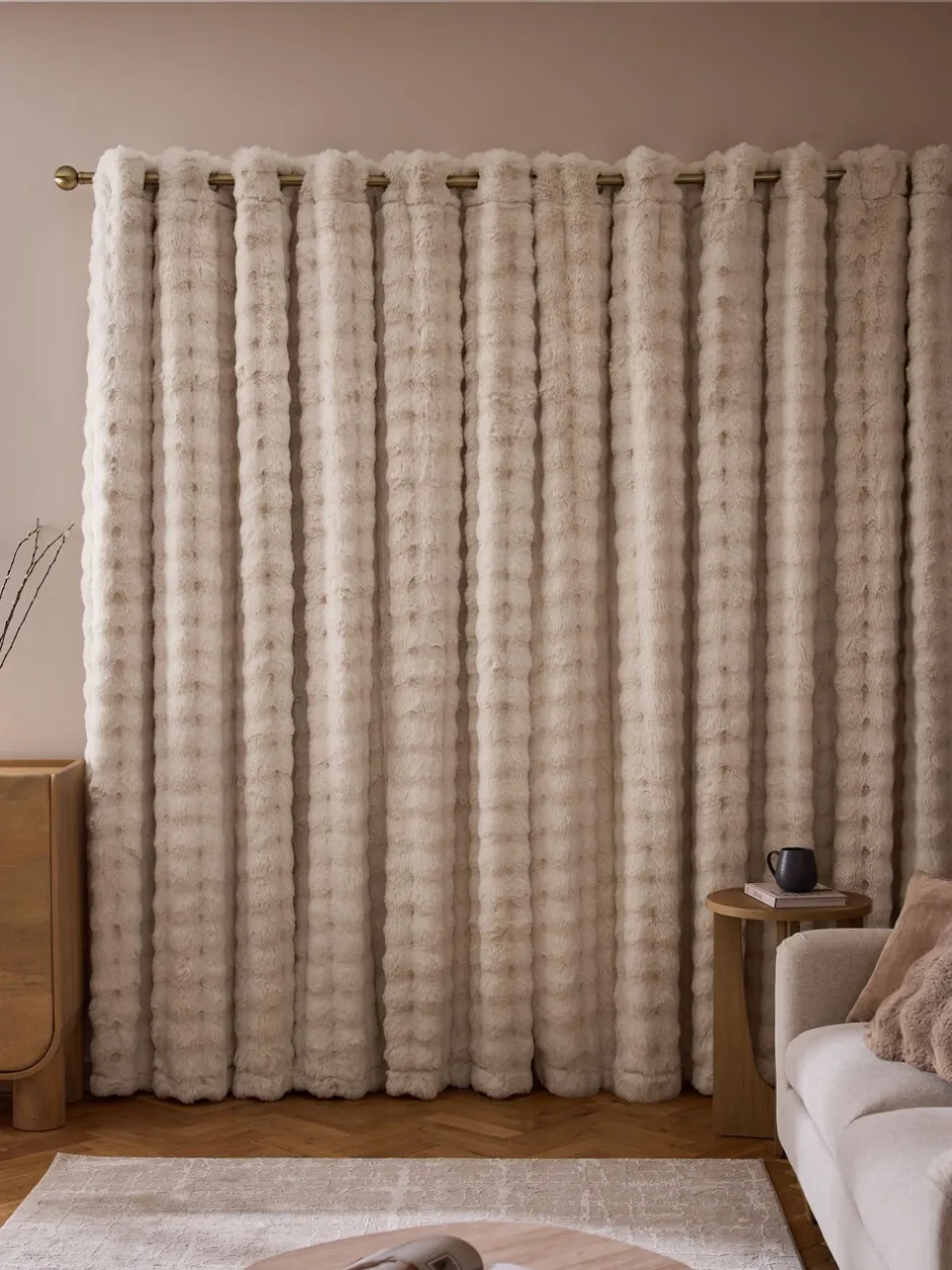 Gordijnen|Gordijnen|Next Aspen Faux Fur Eyelet Lined Curtains