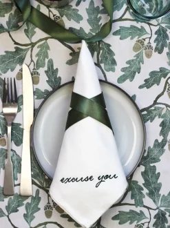 Tafellinnen En Placemats |Avalon Home Avalon Wonen Set van 4 Manners Collectie 100% katoenen servetten in geschenkdoos