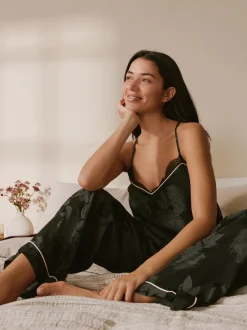 Pyjama's|Loungewear|B by Ted Baker Black Jacquard Floral Cami Pyjamas