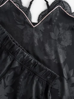 Pyjama's|Loungewear|B by Ted Baker Black Jacquard Floral Cami Pyjamas