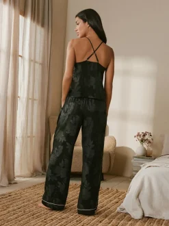 Pyjama's|Loungewear|B by Ted Baker Black Jacquard Floral Cami Pyjamas