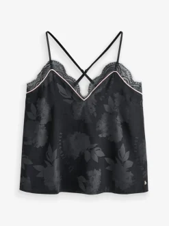 Pyjama's|Loungewear|B by Ted Baker Black Jacquard Floral Cami Pyjamas