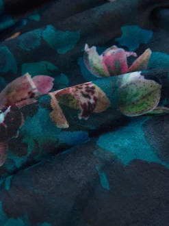 Badjassen|Alle Nacht- En Loungekleding|B by Ted Baker Blauwgroene knusse bloemenbadjas